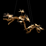 Люстра подвесная линейная с прозрачными стеклянными птичками на ветвях Serip Voa варинант исполнения - 9 | Loft Concept в Краснодаре