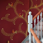 Обои с вышивкой ручной работы Fyodor Original colourway on Merlot linen варинант исполнения - 2 | Loft Concept в Краснодаре