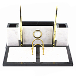 Настольный письменный набор из белого мрамора с часами Marble Accessory варинант исполнения - 1 | Loft Concept в Краснодаре