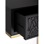 Приставной столик с резным узором на выдвижном ящике Black Table Carved Pattern варинант исполнения - 3 | Loft Concept в Краснодаре