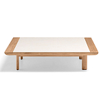 Дизайнерский кофейный стол из дерева с керамической столешницей уличный SWAY Coffee Table варинант исполнения - 5 | Loft Concept в Краснодаре