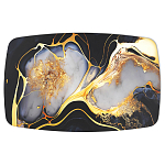 Обеденный стол с прямоугольной черно-золотой столешницей из стекла на 4-х металлических ножках Gold and Black Marble варинант исполнения - 2 | Loft Concept в Краснодаре