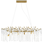 Люстра подвесная прямоугольная с бронзовыми акцентами и прозрачными стеклянными каплями Droplet Chandelier варинант исполнения - 1 | Loft Concept в Краснодаре