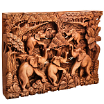 Панно из дерева пять слонов Panel With Animals варинант исполнения - 2 | Loft Concept в Краснодаре