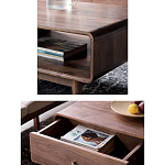 Кофейный стол из дерева с ящиком и нишей для хранения Coffee Walnut Table варинант исполнения - 4 | Loft Concept в Краснодаре