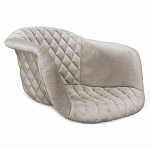 Барный стул со спинкой и мягкой обивкой с ромбами на 4-х деревянных ножках Бежевый Велюр Ava Charm варинант исполнения - 2 | Loft Concept в Краснодаре