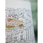 Настольная лампа с принтом на белом тканевом абажуре Roof Garden Lamp варинант исполнения - 4 | Loft Concept в Краснодаре