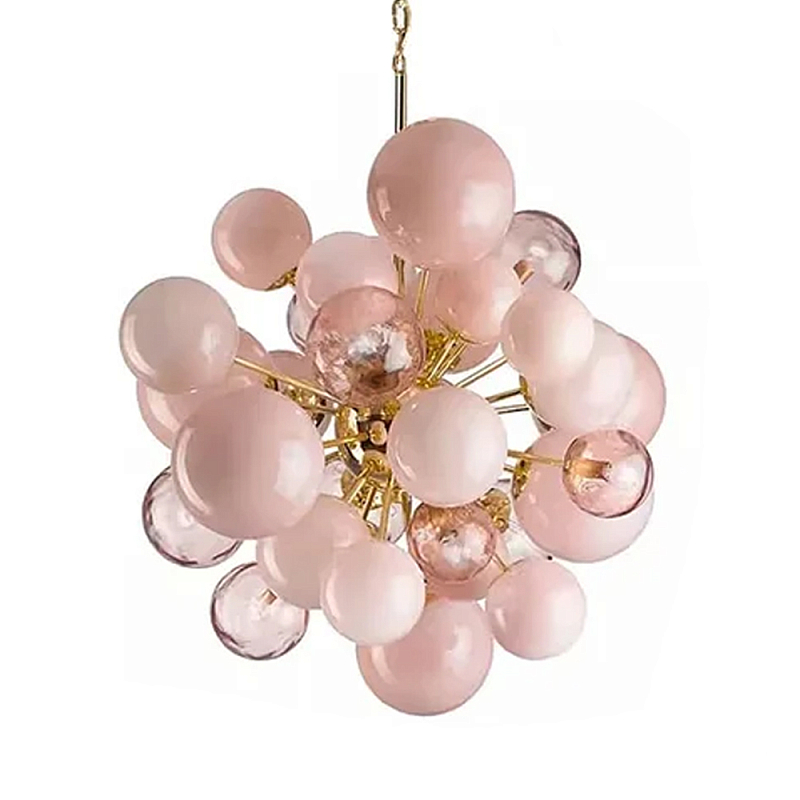 Люстра розовые шары на золотом каркасе Pink Light Bubbles Розовый Люстра розовые шары на золотом каркасе Pink Light Bubbles Розовый в Краснодаре | Loft Concept