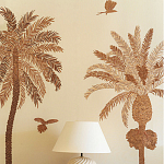 Обои с вышивкой ручной работы Deco Palms Raffia on linen варинант исполнения - 1 | Loft Concept в Краснодаре