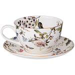 Чайный сервиз из фарфора белый с рисунком цветов на 6 персон 14 предметов Garden Whisper Porcelain Set  варинант исполнения - 1 | Loft Concept в Краснодаре