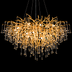 Люстра подвесная с прозрачными стеклянными подвесками в форме капель Диаметр 100 см Droplet Chandelier варинант исполнения - 8 | Loft Concept в Краснодаре