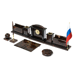 Настольный письменный набор с часами из природного камня обсидиана  Gift for Manager варинант исполнения - 2 | Loft Concept в Краснодаре