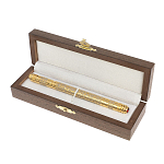 Ручка шариковая металлическая с гравировкой и красным фианитом в деревянной коробке Metal Pens варинант исполнения - 4 | Loft Concept в Краснодаре