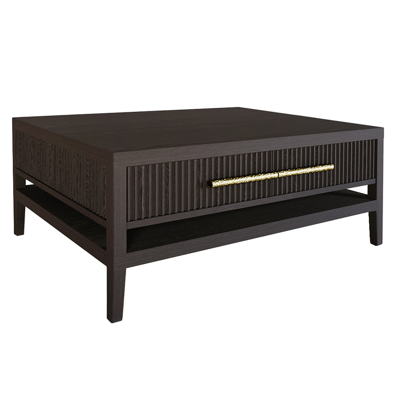 Кофейный стол Primo с двумя ящиками Темный орех Орех Золотой в Краснодаре | Loft Concept 