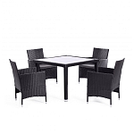 Обеденный комплект из искуственного ротанга Vintara черный варинант исполнения - 1 | Loft Concept в Краснодаре