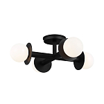 Потолочный светильник с тремя белыми матовыми стеклянными плафонами в форме шаров на черном основании Generation Lighting варинант исполнения - 2 | Loft Concept в Краснодаре