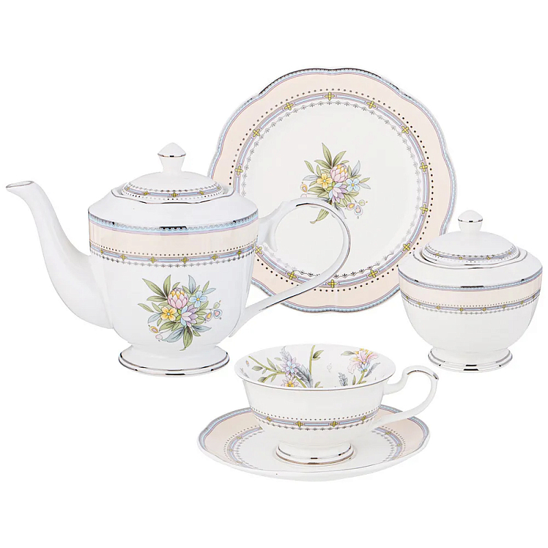 Чайный сервиз из фарфора на 6 персон 20 предметов Tea Flower Set Мульти в Краснодаре | Loft Concept 