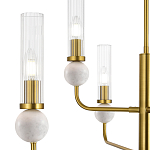 Люстра с 6-ю плафонами в форме стеклянных трубок и мраморных декоративных элементов Montreal варинант исполнения - 5 | Loft Concept в Краснодаре