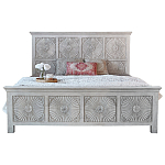 Двуспальная кровать из массива манго с резьбой Olan Grey Mango Bed варинант исполнения - 1 | Loft Concept в Краснодаре