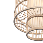 Подвесной светильник из деревянных прутьев с плафоном из натуральной ткани Light Inside the Cell варинант исполнения - 6 | Loft Concept в Краснодаре