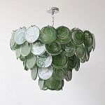 Люстра из зеленых стеклянных дисков с перламутровым эффектом Green Glowing Glaze варинант исполнения - 5 | Loft Concept в Краснодаре