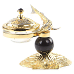 Икорница с декором "Стерлядка на ракушке" с гравировкой на подставке из натурального камня Обсидиан Decorative Cavair Dishes варинант исполнения - 1 | Loft Concept в Краснодаре