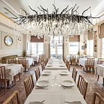 Люстра черная овальная с прозрачными стеклянными подвесками в форме капель FAIRYTREE Light варинант исполнения - 1 | Loft Concept в Краснодаре