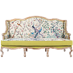 Диван из натурального бука бежевый с изображением птиц и цветов Beige Green Chinoiserie Garden Sofa варинант исполнения - 1 | Loft Concept в Краснодаре