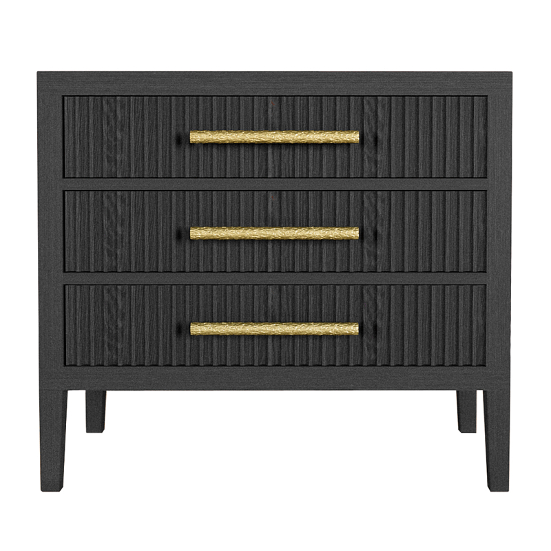 Тумба Primo  с тремя ящиками шпон Черный дуб Черный Золотой в Краснодаре | Loft Concept 