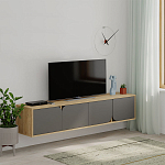 ТВ-тумба подвесная цвета древесины с 4-мя темно-серыми дверцами SPARK TV STAND OAK ANTHRACITE варинант исполнения - 3 | Loft Concept в Краснодаре