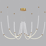 Люстра подвесная с 6-ю изогнутыми плафонами и белыми декоративными шариками PEARLS Suspension варинант исполнения - 3 | Loft Concept в Краснодаре