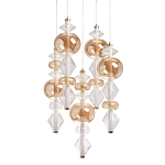 Люстра с плафонами из прозрачного и янтарного стекла в виде шаров и ромбов Gabriel Scott Luna варинант исполнения - 1 | Loft Concept в Краснодаре
