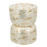 Приставной столик с мозаичным рисунком из раковин устриц Bone Inlay варинант исполнения - 1 | Loft Concept в Краснодаре