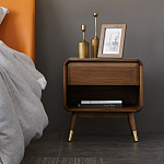 Прикроватная деревянная тумба с ящиком и нишей для хранения Moon Walnut Furniture варинант исполнения - 1 | Loft Concept в Краснодаре