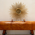 Зеркало-солнце круглое в раме из металла с золотыми с лучами Rays of Peace варинант исполнения - 2 | Loft Concept в Краснодаре