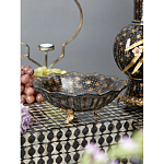 Блюдо черного цвета из фрафора на бронзовых ножках Eden Garden porcelain and bronze варинант исполнения - 3 | Loft Concept в Краснодаре