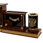 Настольный письменный набор с часами из природного камня обсидиана Royal Set варинант исполнения - 3 | Loft Concept в Краснодаре