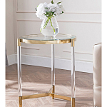 Золотой приставной столик с круглой стеклянной столешницей Weightless Table варинант исполнения - 8 | Loft Concept в Краснодаре