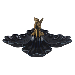 Менажница темно-синяя фарфоровая с бронзовой фигуркой ангела Eden Garden варинант исполнения - 1 | Loft Concept в Краснодаре