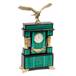 Часы настольные из натурального камня Малахит с декором в виде орла Eagle Stone Clock варинант исполнения - 2 | Loft Concept в Краснодаре