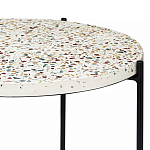 Кофейный столик с круглой разноцветной столешницей на 4-х черных ножках Multicolored Stone Composite варинант исполнения - 2 | Loft Concept в Краснодаре