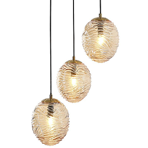 Люстра с плафонами янтарного цвета Perforated Glass 3 Лампы