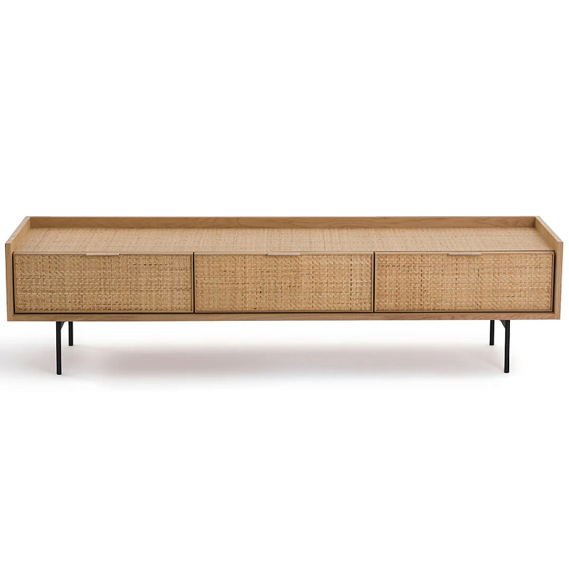 ТВ-тумба с плетеным декором Buckley Wicker TV Stand Древесина Черный ТВ-тумба с плетеным декором Buckley Wicker TV Stand Древесина Черный в Краснодаре | Loft Concept