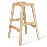 Барный стул со спинкой и подлокотниками на 4-х деревянных ножках Бежевый Велюр Ava Charm варинант исполнения - 3 | Loft Concept в Краснодаре