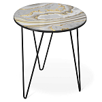 Стол журнальный c круглой столешницей из стекла серого цвета Gray and Gold Marble варинант исполнения - 1 | Loft Concept в Краснодаре