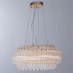 Люстра подвесная многослойная с прозрачными хрустальными трубками и золотистым каркасом Hexagon Tube Light варинант исполнения - 2 | Loft Concept в Краснодаре