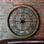 Часы настенные деревянные с римскими цифрами чёрного цвета Clock with History варинант исполнения - 2 | Loft Concept в Краснодаре