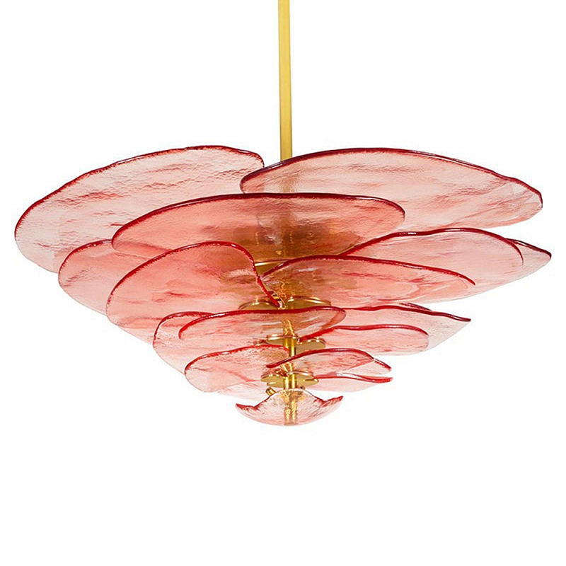 Люстра из розового стекла в форме листьев лотоса Glass Pink Sculpture Розовый Люстра из розового стекла в форме листьев лотоса Glass Pink Sculpture Розовый в Краснодаре | Loft Concept
