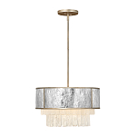 Люстра круглая с подвесками из текстурированного стекла молочного цвета Hinkley варинант исполнения - 9 | Loft Concept в Краснодаре