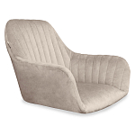 Барный стул со спинкой и подлокотниками на 4-х коричневых деревянных ножках Бежевый Велюр Ava Charm варинант исполнения - 5 | Loft Concept в Краснодаре